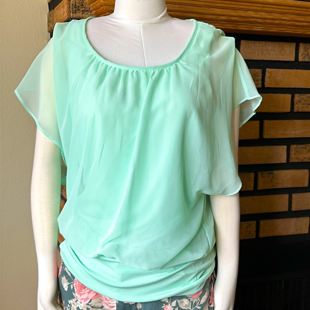 JM Collection Flutter Sleeve Tunic Blouse